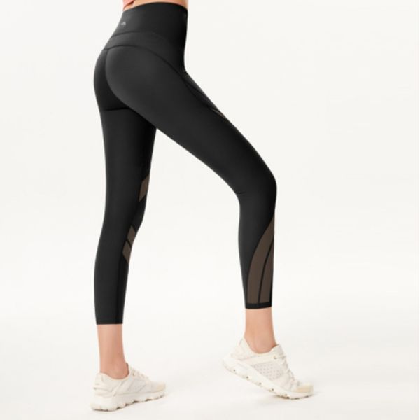 2024 novo alinhamento LU-07 lu leggings de yoga feminino cintura alta listrado esportes hip elevador elástico fitness wear