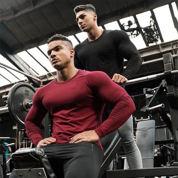 Herren T-Shirts Frühling Herbst Herren Baumwolle Langarm T-Shirt Männer Bodybuilding T-Shirts Mode T-Shirt für Mann Casual Sportswear Gym Cloth