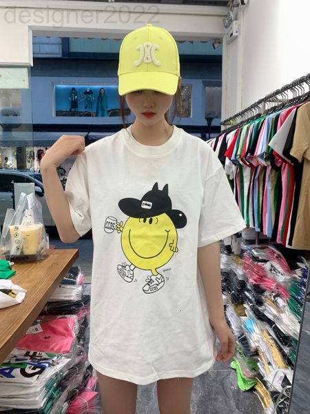 

women's t-shirt designer summer loose cotton medium and long short sleeved t-shirt net red small yellow cartoon printed round neck rr2w, White