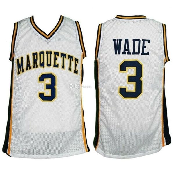 Nikivip Dwyane Wade #3 Marquette Golden Eagles College White Retro Basketball Jersey Men costume