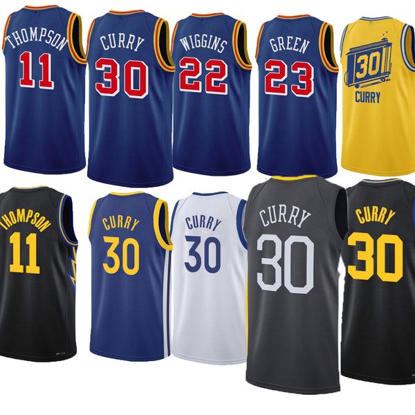 Jersey de basquete Stephen Curry #30 Thompson #11 Wiggins #22 Poole #3 Iguodala #9 Green #23 Kuminga #00 City 22-23 Novas temporada Jerseys Men Youth S-xxl