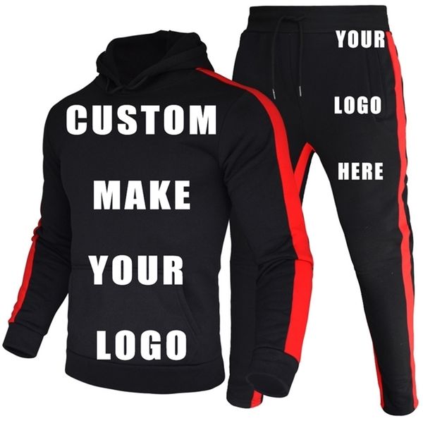 

custom s customized made men's tracksuit sets diy design personal print jersery homme hoodie jogger sports pant sweatsuit 220817, Gray