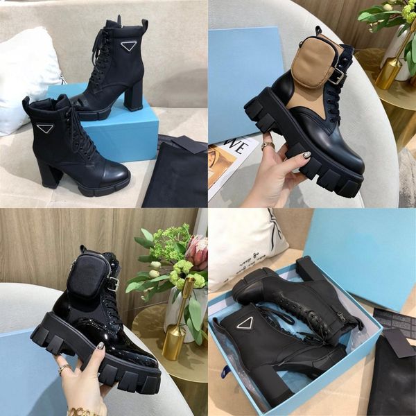 

designer women boots classic wheel nylon gabardine shoes black brown high-womens sneakers with removable pouch romantic customized