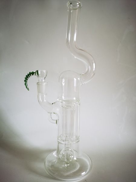 Vintage 14inch Grided Perc to Pillar Perc Glass BONG Narghilè Pipa con ciotola colorata può mettere il LOGO del cliente da DHL UPS