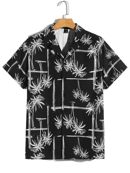 

men palm tree button front shirt h1dw#, White;black