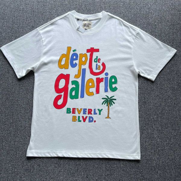 

same gary nana's dept ouyang hand-painted rainbow color letter printed men's and women's short sleeves, White;black