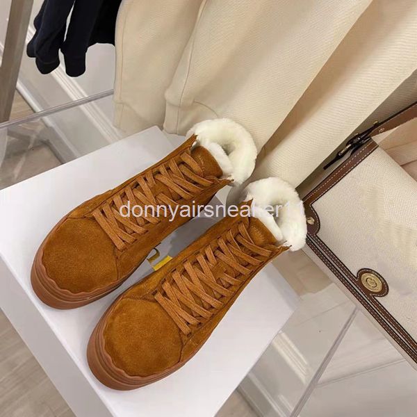 

boots autumn and winter sheepskin high shoes women's real wool thick bottom casual plush warm, Black