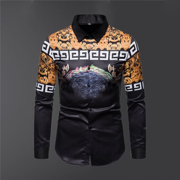 

22 designers shirts mens dresses fashion t shirts long sleeve geometric axe a portrait image printing fit t-shirts luxurys clothes vercace, White;black