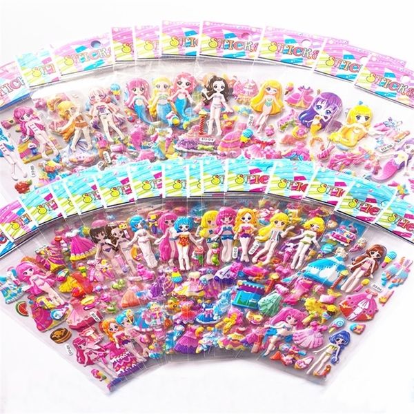 10 Blatt Mädchen Cartoon Dress Up 3D Blase Mode Aufkleber Kinder Kinder PVC Aufkleber für Laptop Buch Kawaii Spielzeug Geburtstagsgeschenke 220815