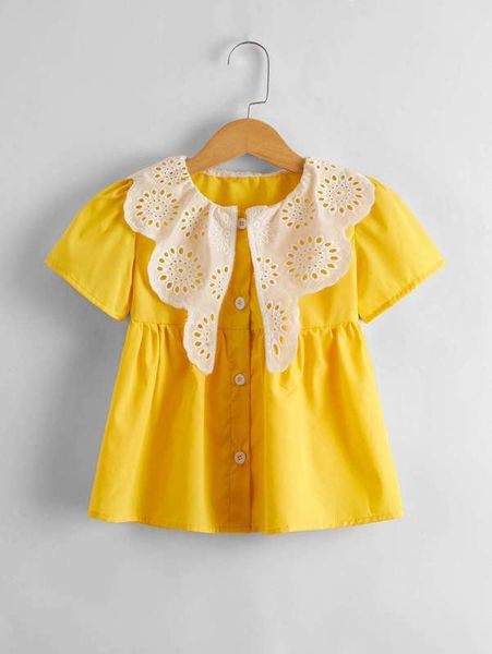

toddler girls contrast schiffy statement collar blouse she, White;black