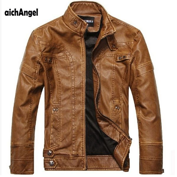Aichang Motorcycle Leather Jackets Men Осень зимняя кожаная одежда мужская кожа