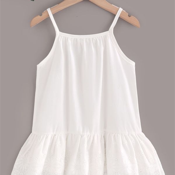 

toddler girls eyelet embroidery ruffle hem cami dress she, Red;yellow