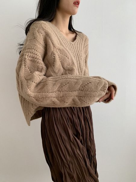 

dazy drop shoulder cable knit sweater h87e#, White;black