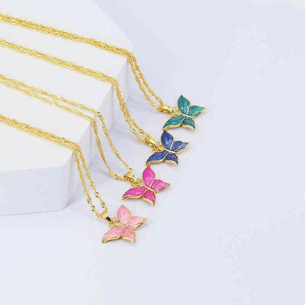 

factory color 18k gold plated women jewelry charm butterfly necklace, Silver