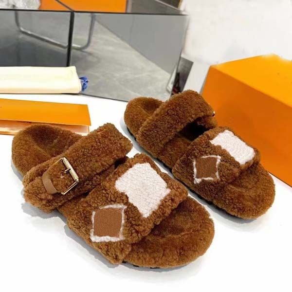 

women sandals woolen sheepskin winter slippers 35-42 with box, Black