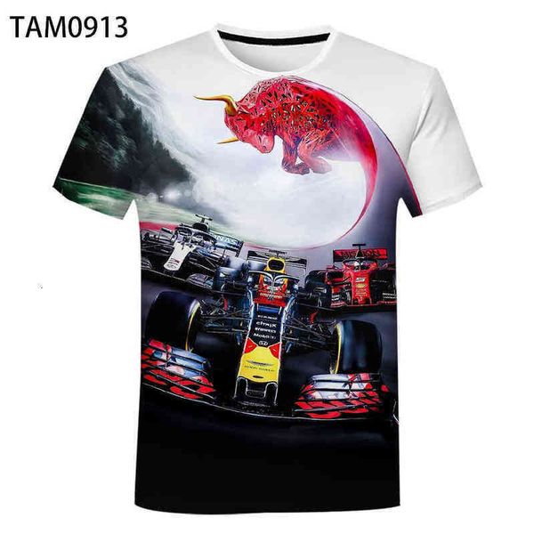 

f1 racing car 2021 summer new short sleeve t-shirt men women 3d print custom loose kids simple leisure clothes, White;black