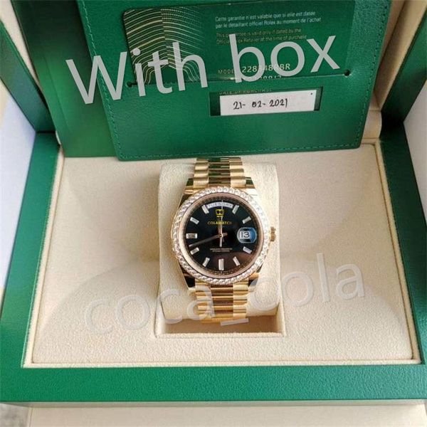 

with box papers watch bf maker new version 18k rose gold diamond bezel 40mm dial automatic fashion men's watch wristwatch, Slivery;brown