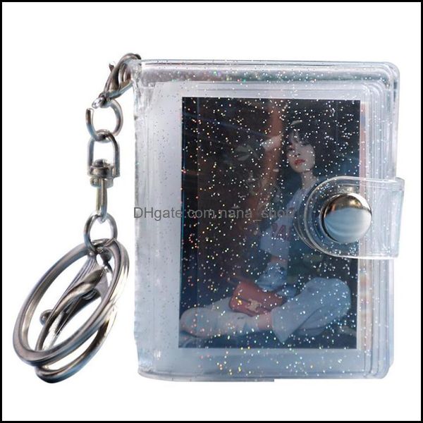 

key rings jewelry mini po album small instant picture albums pendant id pictures storage interstitial pocket keyring lover memory gift drop, Slivery;golden