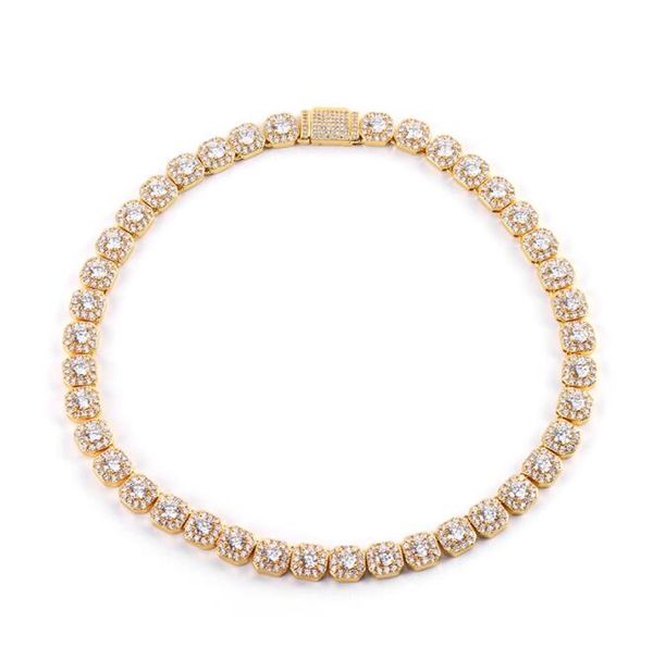 

18k gold plated 7inch hip hop cuba chain middle round micro inlaid rhinestone rock sugar mixed cuba, Black