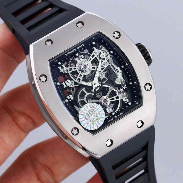

luxury automatic mechanical watch richa milles mens mechanics rm17-01 wine barrel hollow out design rubber strap wristwatch for men sp