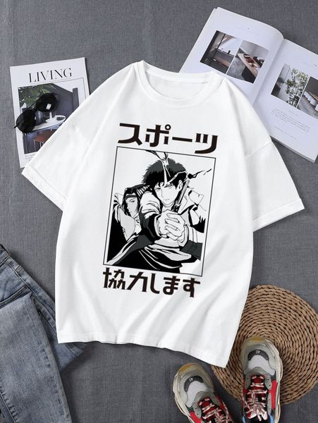 

men japanese letter & figure graphic tee s1lb#, White;black