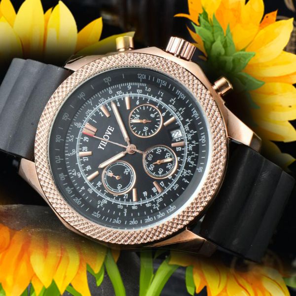 

fashion trend men's watch luxury automatic dating 46mm quartz clock small dial working business men wristwatch, Slivery;brown