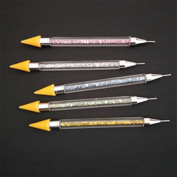 Double Head Nail Dotting Pen Multi Funzione Branzone Making Tools Strumenti Strass Pastelli Matita di cera fai da te con scatola di stoccaggio Mulit Color