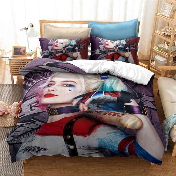 Joker-Bettwäsche-Set, Einzelbett, Twin, Full, Queen, King Size, Schwarz und Weiß, Hexenbett, Erwachsene, Kinderzimmer, Bettbezug mit 3D-Druck, 012