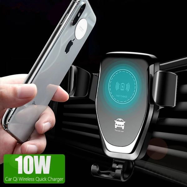 10W Wireless Car Carreger Stand Phone Telder Air Brend Mount for iPhone 13 12 11 XS Max Samsung S9 Xiaomi Mix 2S Huawei Mate 20 Pro 20 Rs