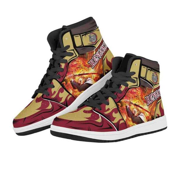 

hip-hop custom flame ghost outdoor shoes diy anime designer high board sneakers men and women fashion j basketball size 36-47, Black