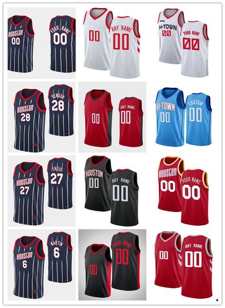 

75th custom jersey houston''rockets''men women youth 28 alperen sengun hakeem 34 olajuwon daniel 27 theis kenyon 6 marti, Black;red