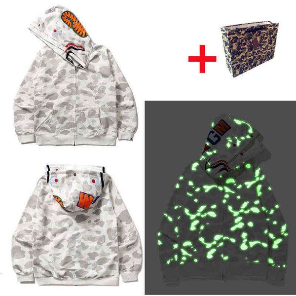 Erkek Hoodies Sweatshirts Yüksek kaliteli maymunlar Japon köpekbalığı maymun kafası parlak camo yıldız galaksisi noktalar erkek ve kadın çiftler ile çiftler