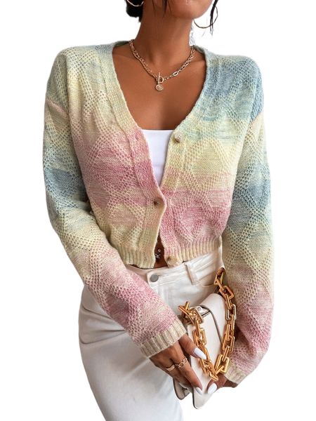 

ombre drop shoulder textured knit cardigan s7ll#, White;black