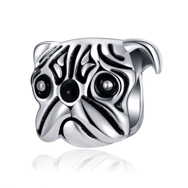 

wholesale silver charm beads 30pcs cute dog european charms bead big hole fit pandora snake chain bracelet necklack fashion diy jewelry, Black