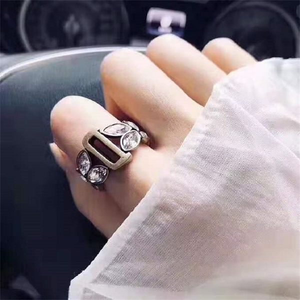 

fine jewellery chain bracelets rings diamond horse eye letter brass ring simple temperament ring female, Silver