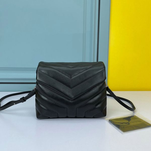 

luxury women shoulder bags lou y shaped quilted bag black hardware mini bag 20 cm genuine leather cross body wallet womens designer handbag