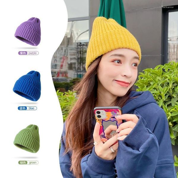 Beanie/Skull Caps Autunno Inverno Cappelli di lana lavorati a maglia per le donne Moda Pompon Berretti Cappello di pelliccia Femminile Testa calda Accessori di abbigliamento di lana Delm