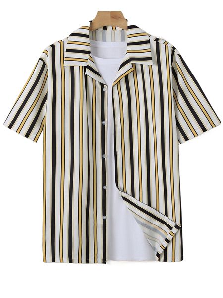 

men striped print shirt without tee d9q9#, White;black