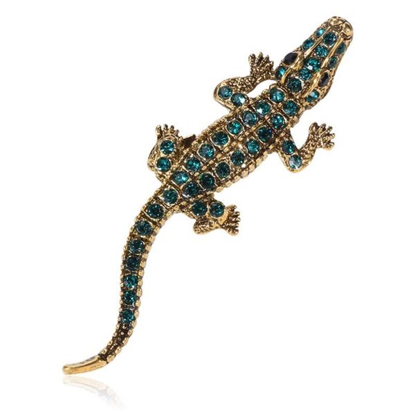 

pins, brooches cute colorful rhinestone crocodile brooch children's woman banquet costume accessories metal animal, Gray