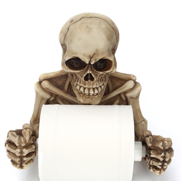 Cradel Skeleton Skull Wall Polpe, Haiolet Paper Holder Resina Artesanato Esqueleto de Esqueleto Escultura Tecido de Armazenamento Acessórios de Banho de Armazenamento 220624