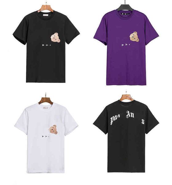 

designer palms vintage oversized sweat luxe severed bear t shirt europe america fashion brands summer mens and womens couple round neck cott, White;black