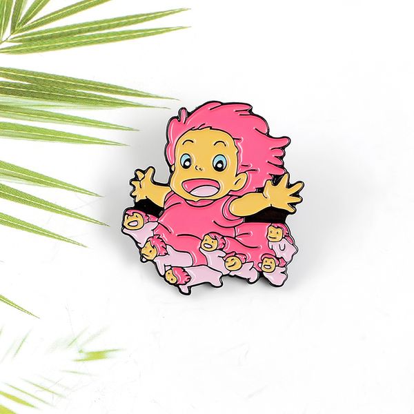 

cute cartoon character ponyo alloy brooch japanese animation movie ponyo enamel brooch pin badge, Blue