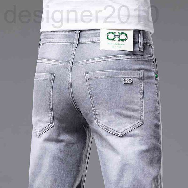 

men's jeans designer 2022 spring new men's jeans small feet slim fit cotton elastic brand korean youth versatile pants men aouc, Blue