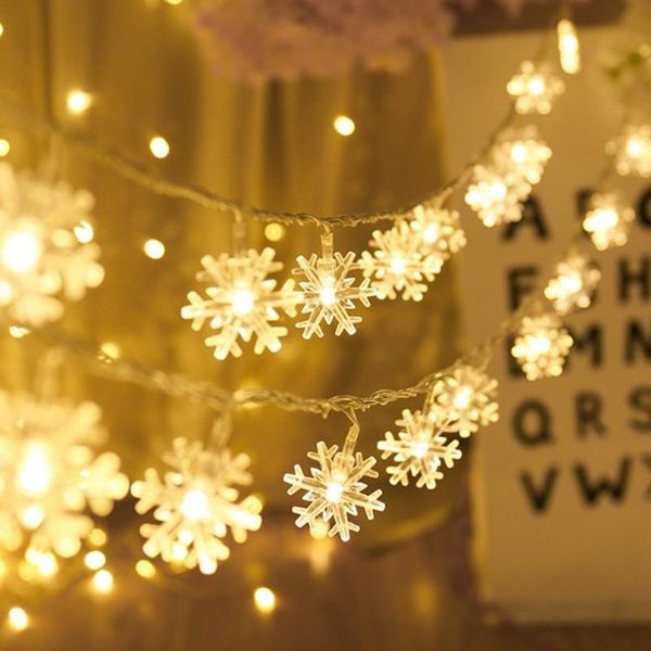 Strings Fairy Light LED Garland Holiday Snowflakes String Battery Battery pendurou ornamentos