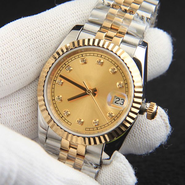 

classic women watch 36mm automatic mechanical wristwatches fashion wristwatch montre de luxe watches for ladies, Slivery;golden