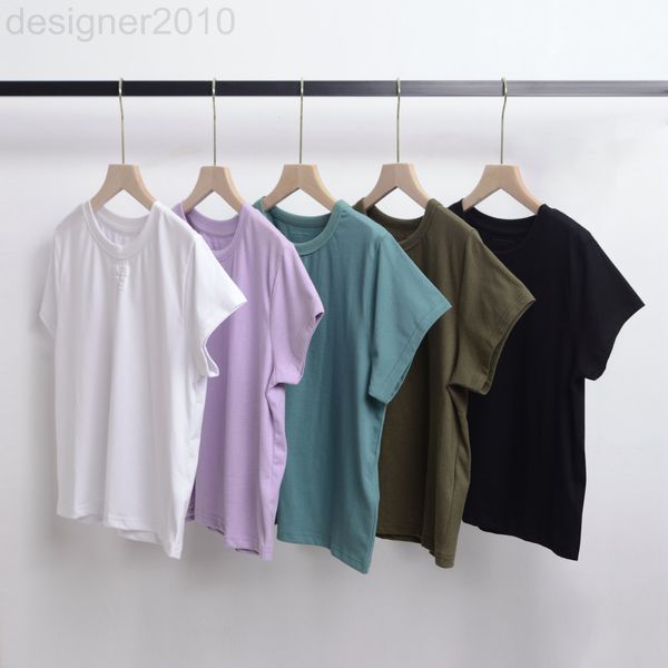 

women's t-shirt designer 2022 summer aw king round neck solid color versatile foam letter print short sleeve women's cotton t-shir, White