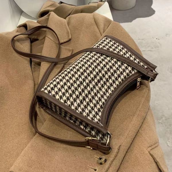 

fashion shoulder axillary bag decoration design houndstooth women handbag bags