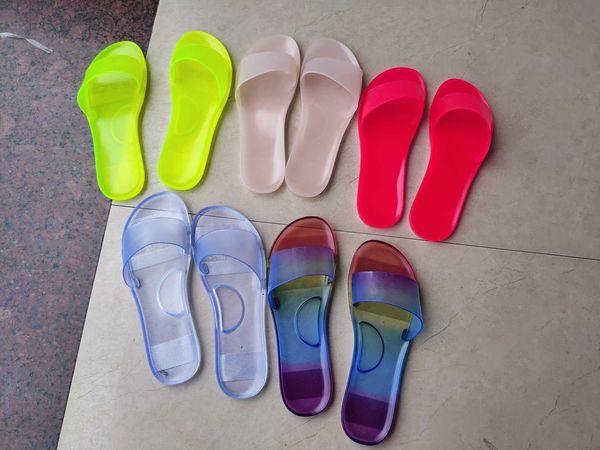 

large size women's shoes 2021 crystal jelly sandals sandals slippers, Black