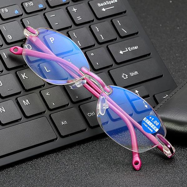 

sunglasses +1.0 +1.5 +2.0 +2.5 +3.0 +3.5+4.0 frameless anti-blue light reading glasses women ladies red frame presbyopia eyewear frames, White;black