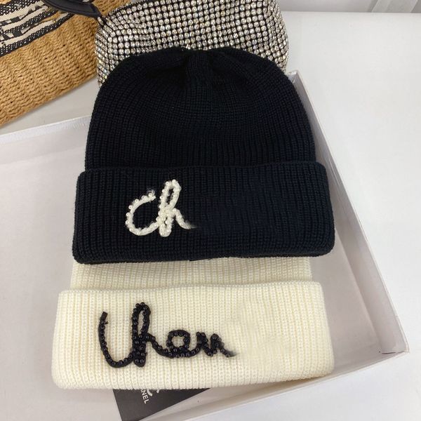 

23ss black white classic designer autumn winter beanie hats men women fashion universal knitted cap wool outdoor warm skull caps, Blue;gray